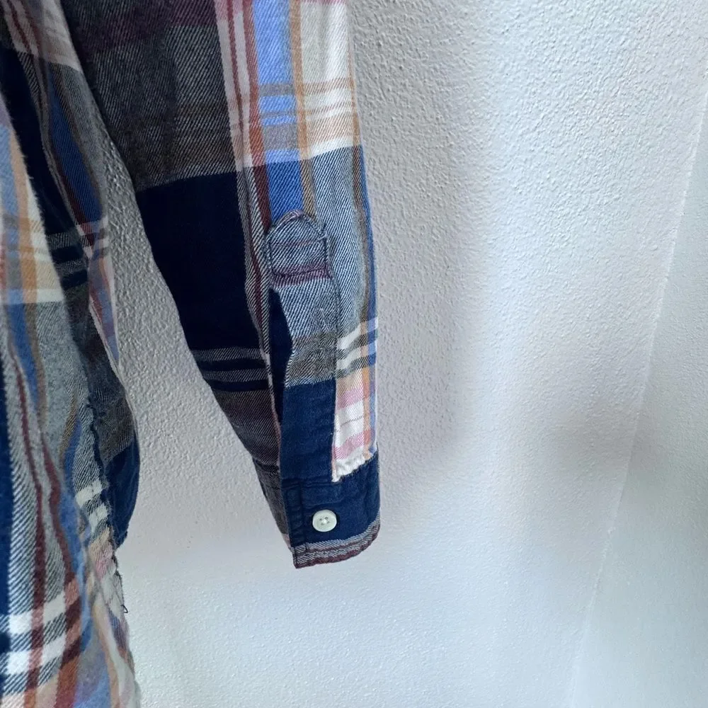 Old Navy Womens Button Down Shirt 100% Cotton Flannel Boyfriend Shirt SZ M